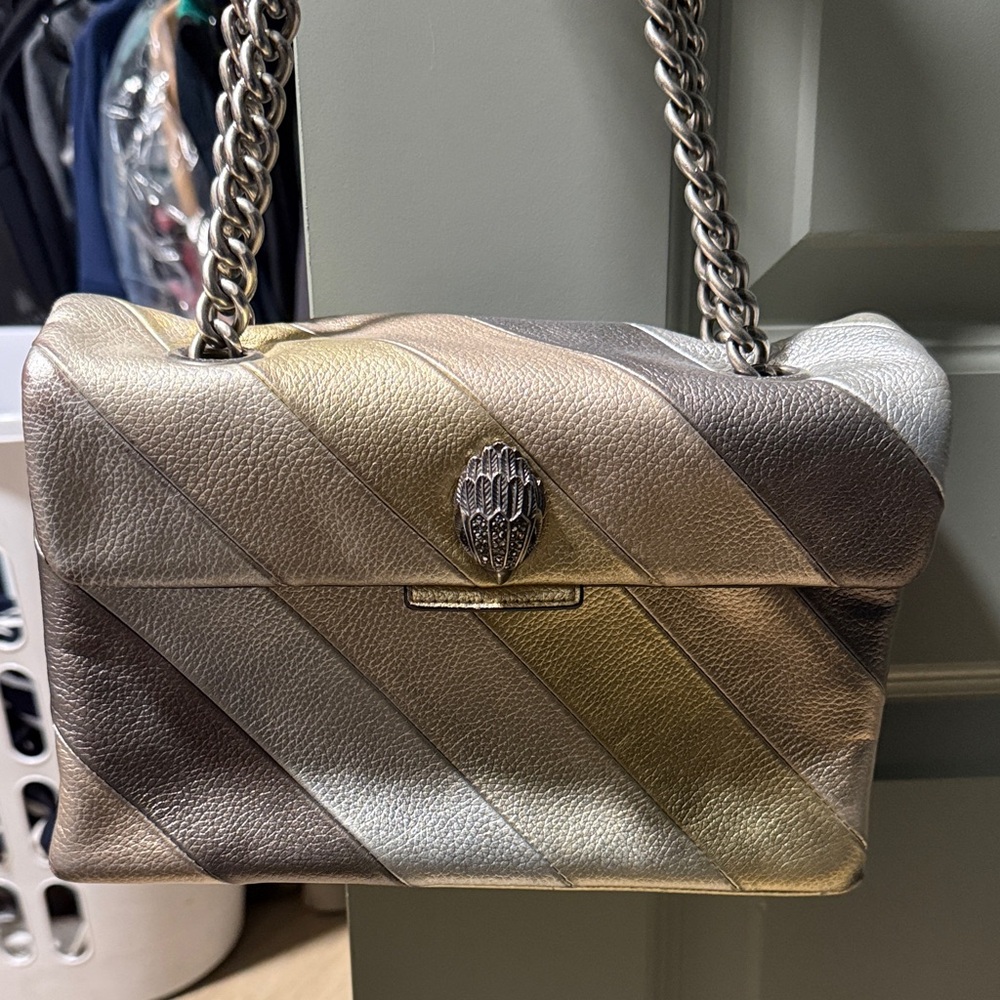 Kurt Geiger Gold and Silver Striped Shoulder Bag